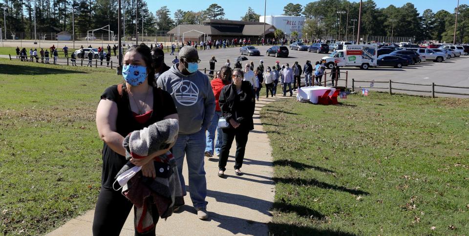 A long line to vote in Tuscaloosa, Ala., on Nov. 3, 2020.