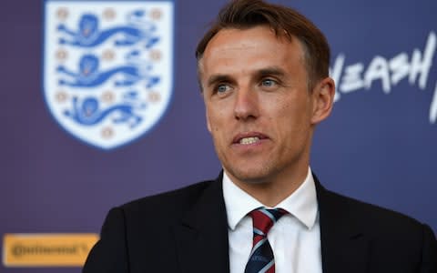 Phil Neville says he will not ban his England players from social media during the World Cup  - Credit: PA