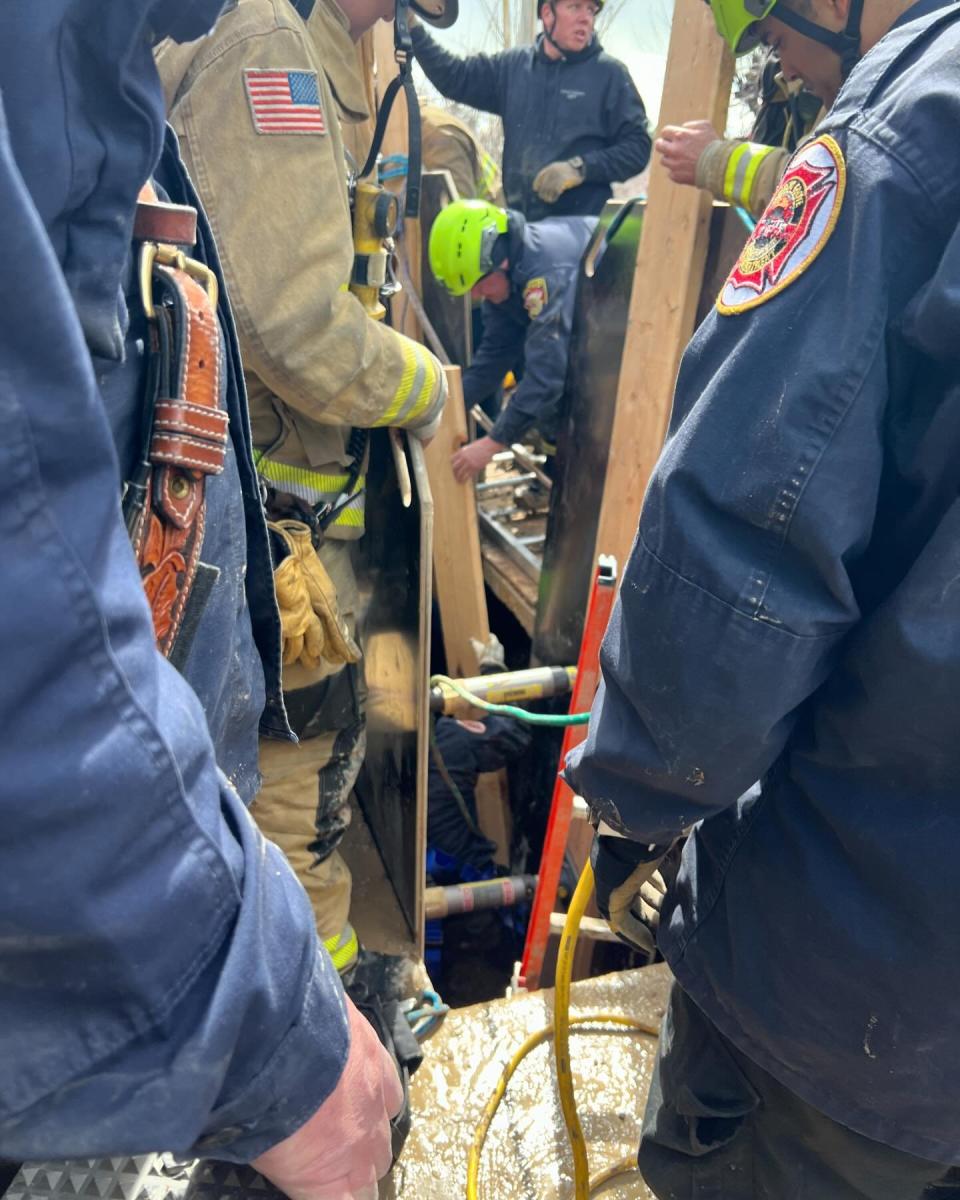 Just after 1 p.m. on March 26, 2024, officials with the American Fork Police Department were dispatched to a reported trench collapse that partially buried one man. The man was taken to the hospital after he was rescued from the trench. (Courtesy: Lehi Fire Department)