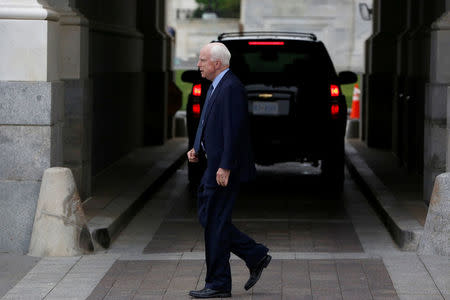 U.S. Senator John McCain (R-AZ) departs from the Capitol Building for a briefing on North Korea at the White House, in Washington, U.S., April 26, 2017. REUTERS/Aaron P. Bernstein