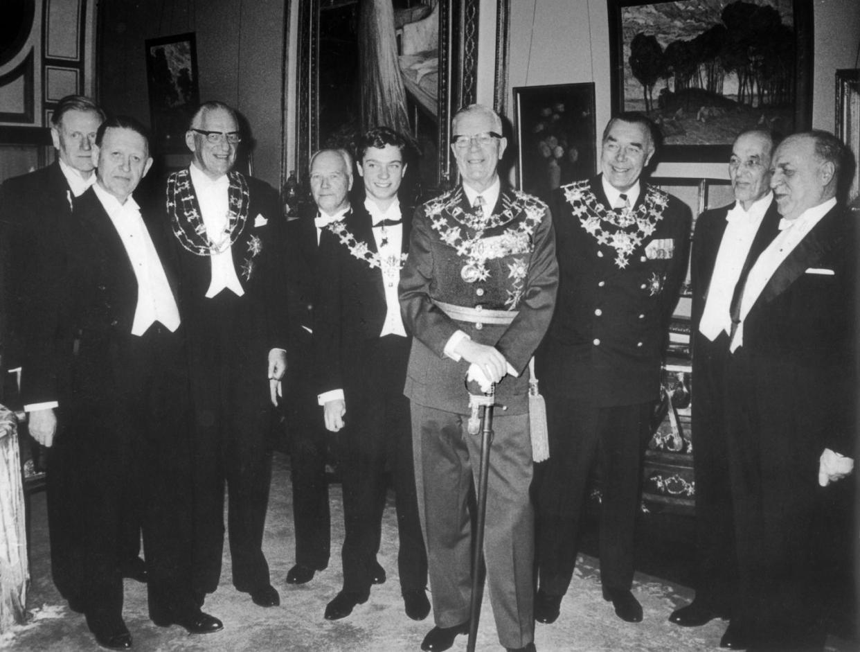 crown prince carl gustaf of sweden taking oath before king gustav vi adolf