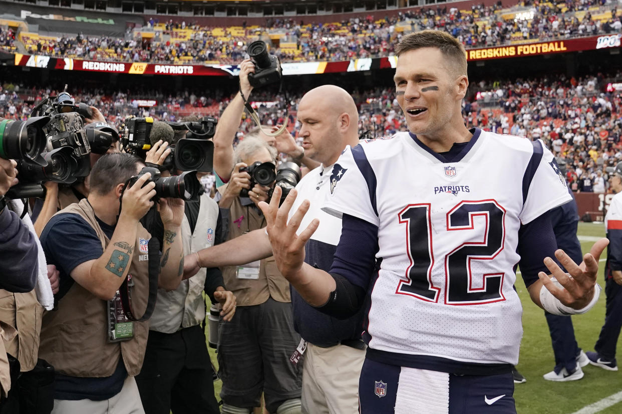Tom Brady after the Patriots' 33-7 win at Washington in Week 5. (Getty Images)