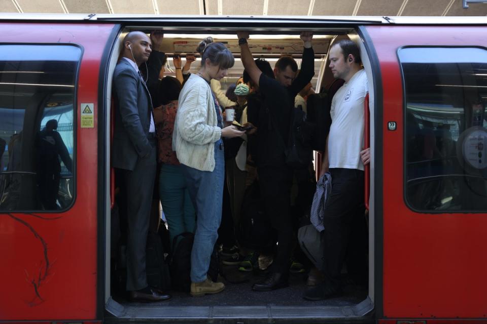 Commuters on the Central Line at Stratford Station (Getty Images)