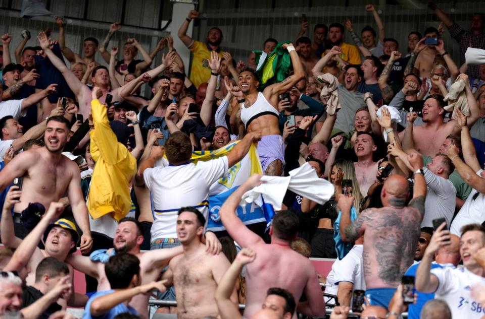 Raphinha (white vest) was hugely popular among Leeds ans after two seasons at Elland Road (John Walton/PA) (PA Wire)