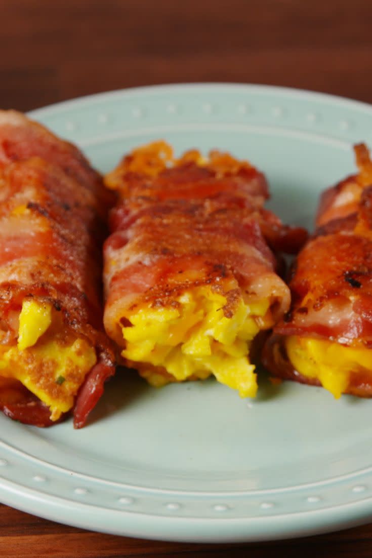 <p>A new way to do low-carb breakfast.</p><p>Get the <a href="https://www.delish.com/uk/cooking/recipes/a29531217/bacon-egg-and-cheese-roll-ups-recipe/" rel="nofollow noopener" target="_blank" data-ylk="slk:Bacon, Egg And Cheese Roll Ups;elm:context_link;itc:0;sec:content-canvas" class="link ">Bacon, Egg And Cheese Roll Ups</a> recipe.</p>