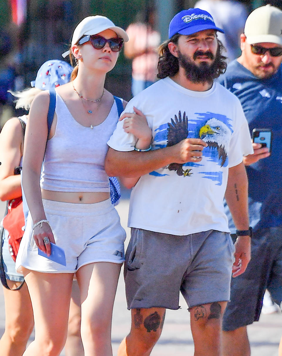 <p>Shia LaBeouf and Mia Goth cozy up together at Disneyland on June 21.</p>
