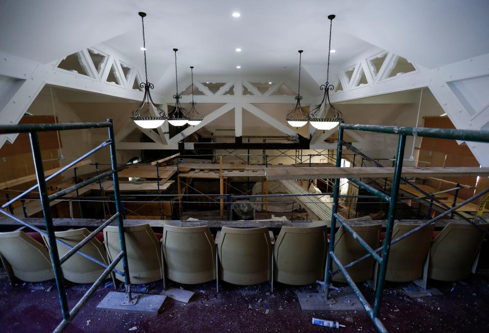 The view from the balcony of Pitts Chapel on North Benton Avenue. The historic chapel is undergoing renovations that aim to preserve and modernize.