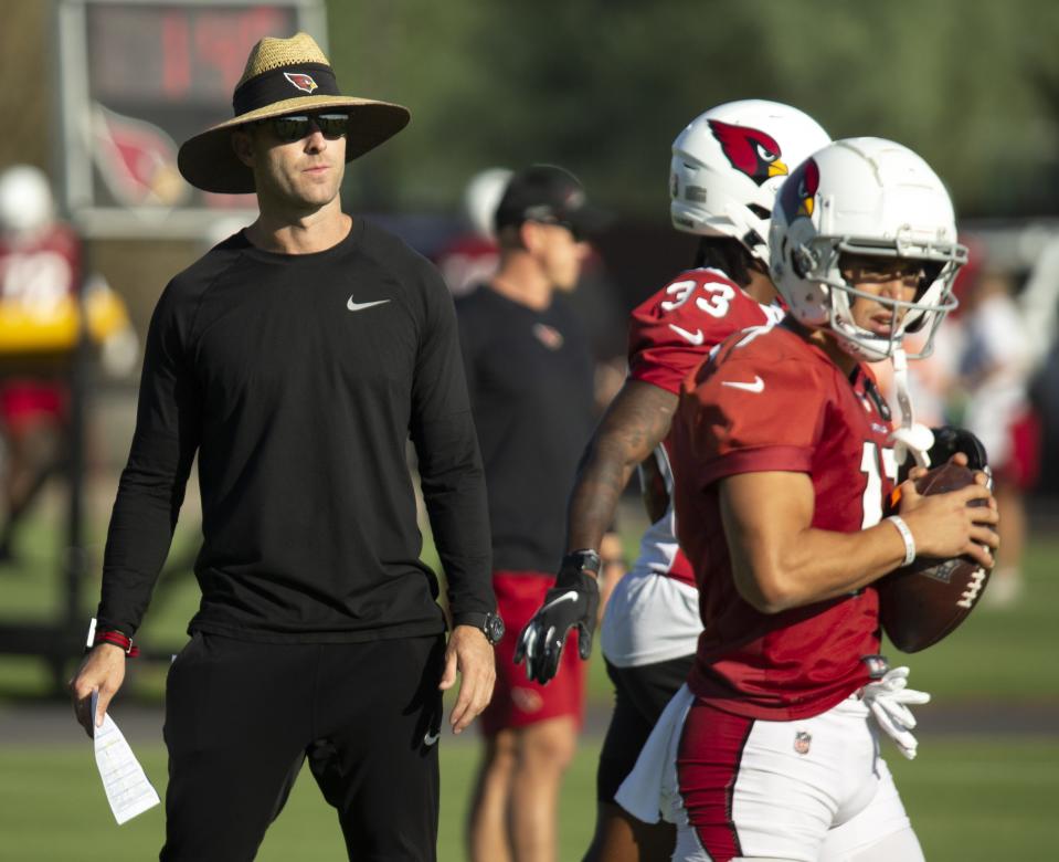 Cardinals head coach Kliff Kingsbury during a practice at the Cardinals training facility in Tempe on September 22, 2021.