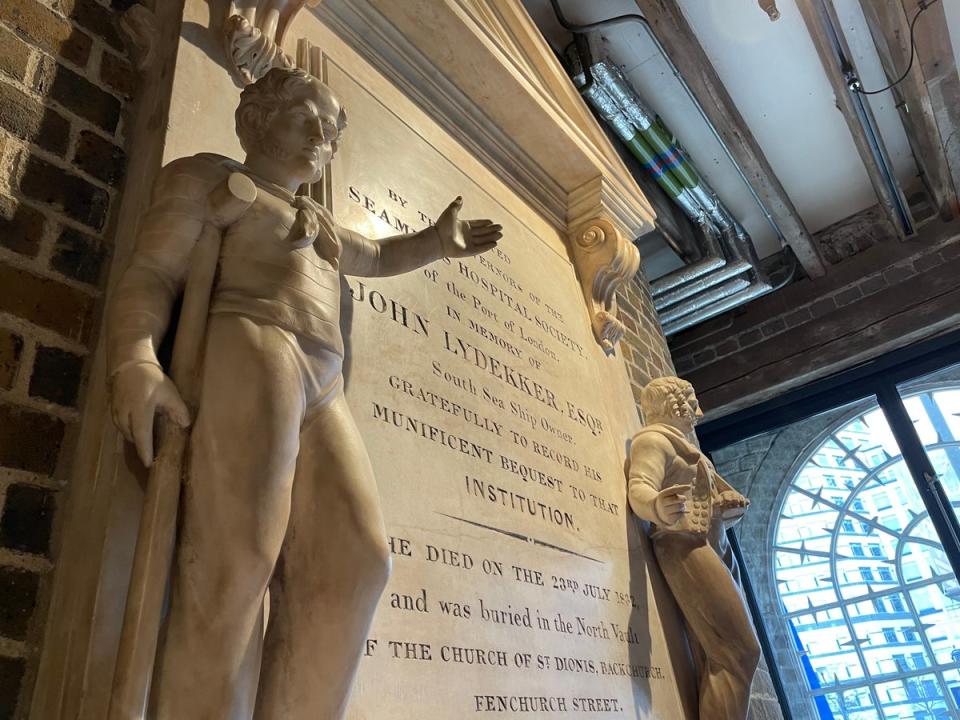 A stone memorial at the Museum of the London Docklands (Noah Vickers/Local Democracy Reporting Service)