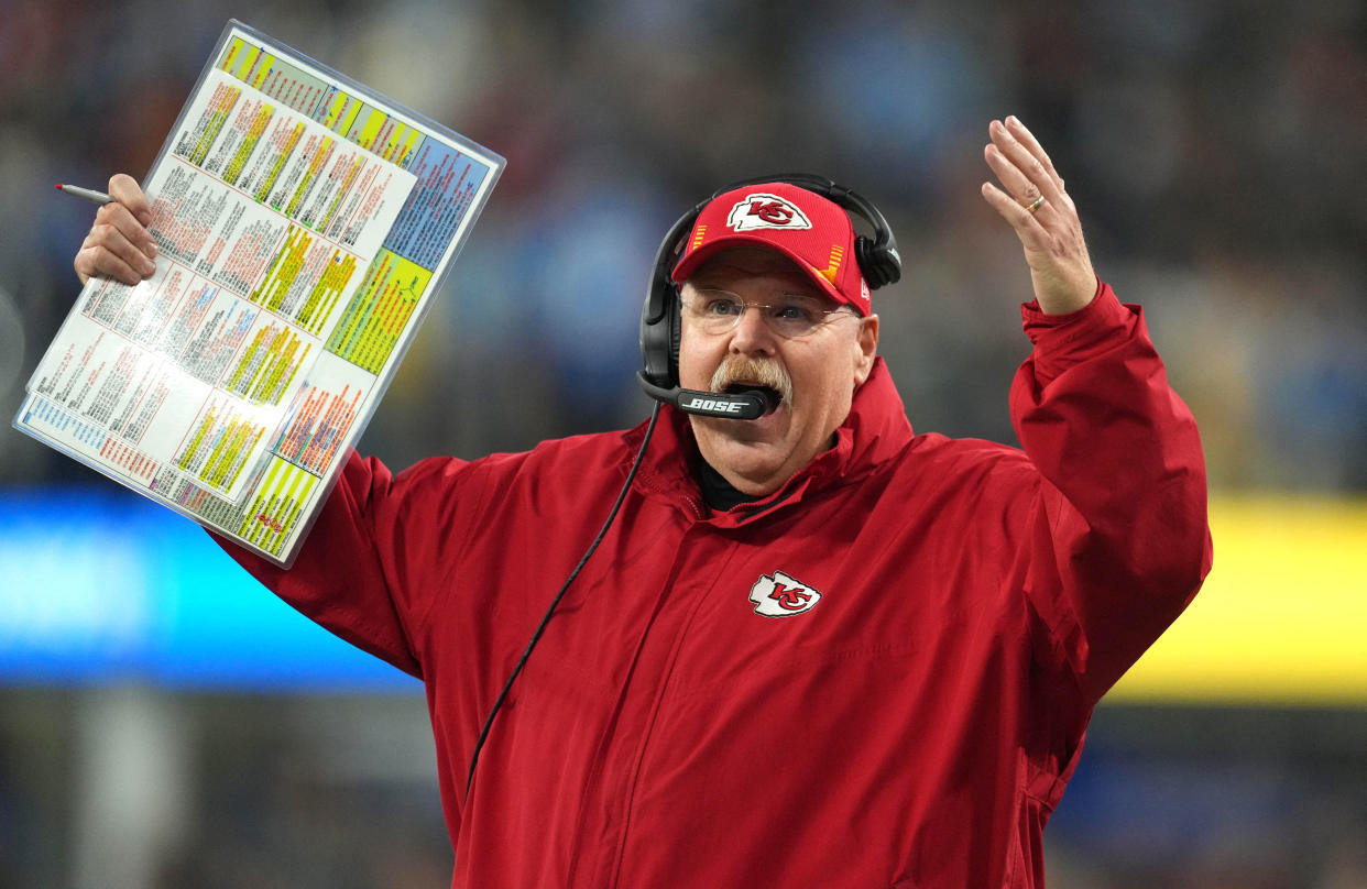 Kansas City Chiefs head coach Andy Reid ranked 31st in calling the first timeout during games this season. (Kirby Lee/USA TODAY Sports)