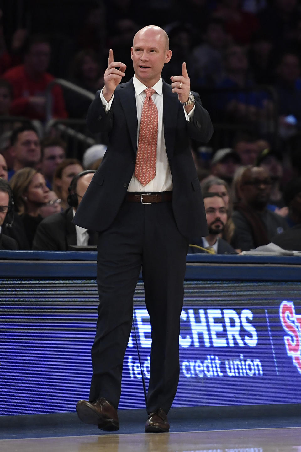 Seton Hall head coach Kevin Willard directs players during the first half of an NCAA basketball college game against St. John's in New York, Saturday, Jan. 18, 2020. (AP Photo/Sarah Stier)