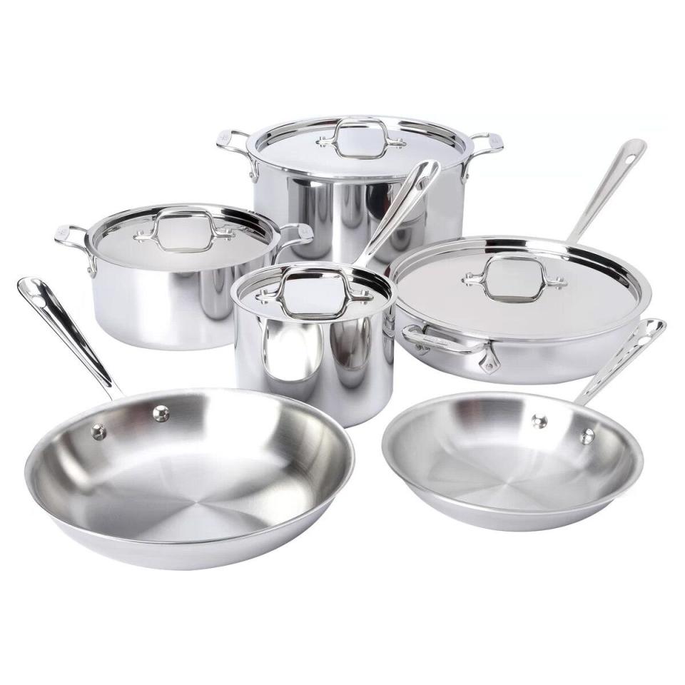 8) All-Clad 10-Piece Stainless Steel Cookware Set