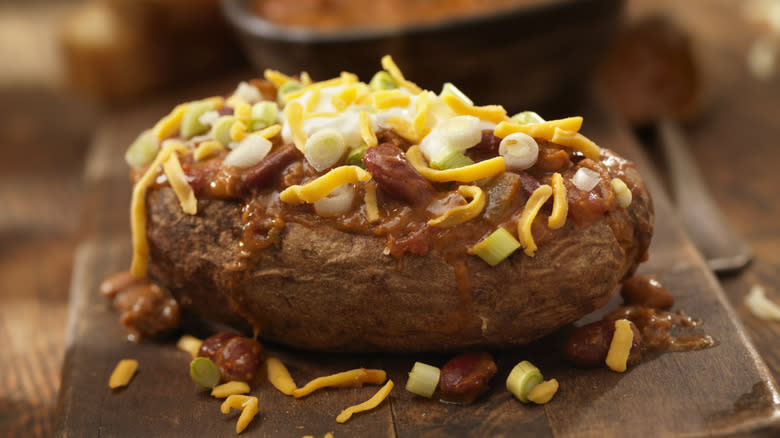 Loaded baked potato with toppings