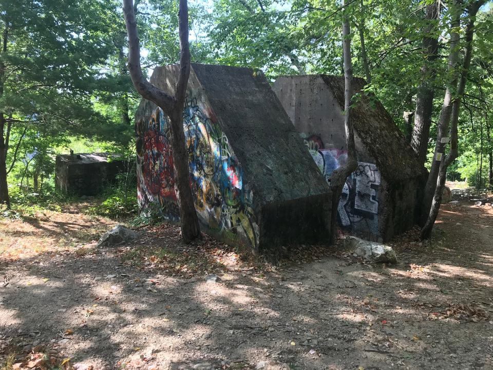 Two huge concrete blocks once anchored the lifts that carried skiers to the top of Diamond Hill.