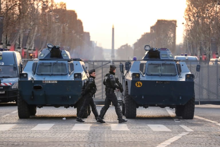 French police blocked the Champs Elysees in Paris ahead of a fifth weekend of protests