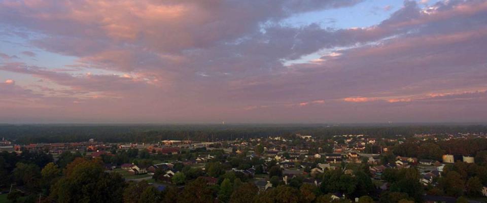 Sunrise over Fayetteville North Carolina