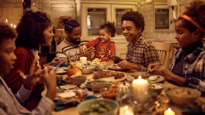 Family gathered for Thanksgiving dinner