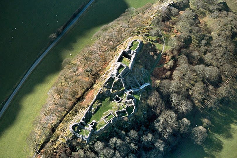 Aerial view of Castell y Bere's impressive construction