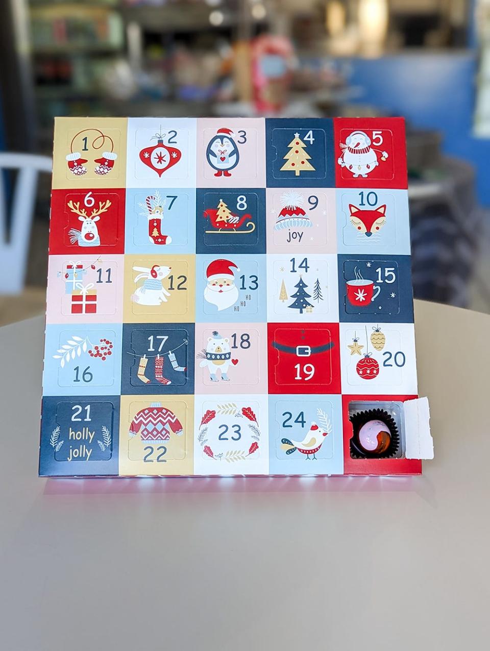 DC Chocolate Design is selling an Advent calendar for the second year. It ships nationwide; one went as far as Hawaii last year. "As far as I know, it made it there without melting," said co-owner Cole VanderLeest.