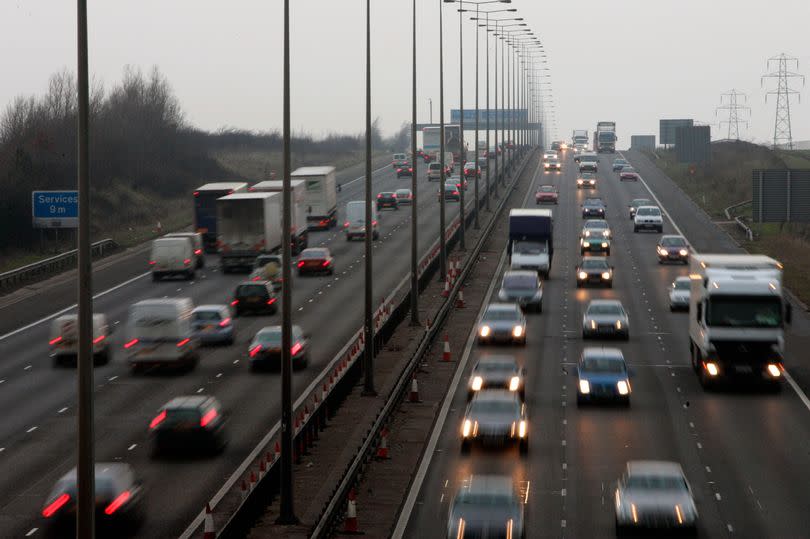 Rush hour traffic on the M1 Motorway near Hertfordshire