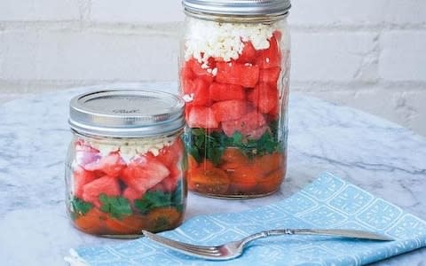 watermelon and feta jar salad