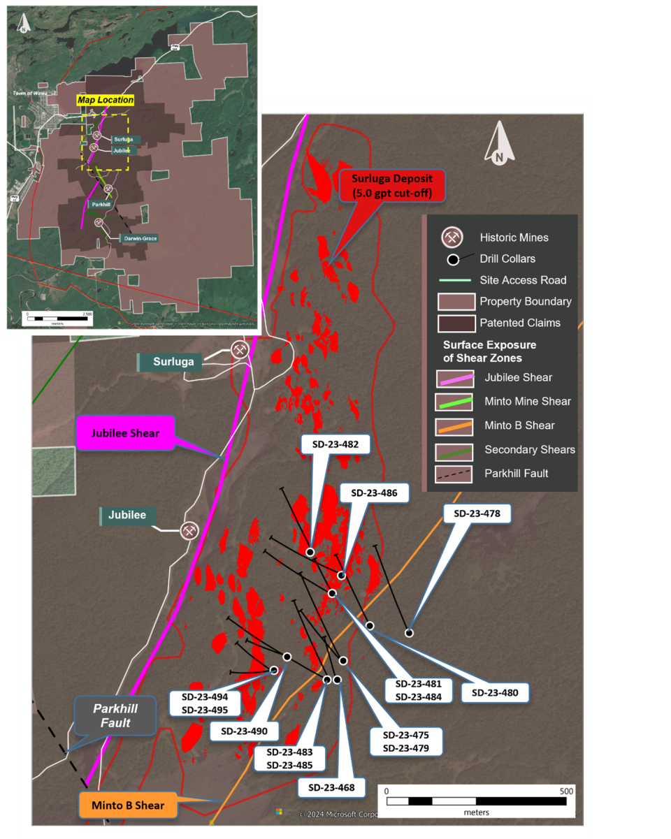 Location of Diamond Drilling Results