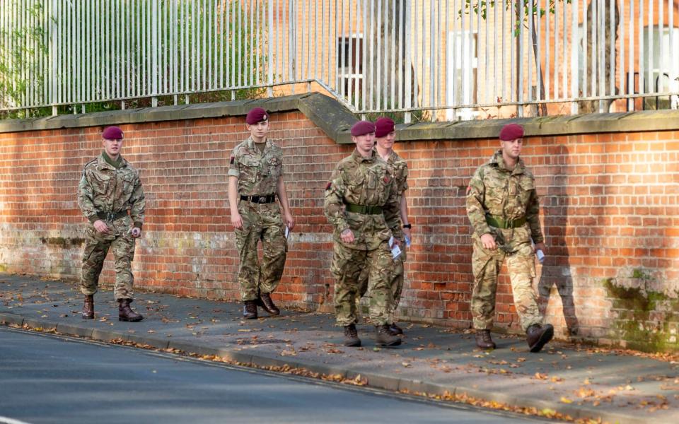 Members of 13 Air Assault Regiment RLC on the remembrance trail. -  Cpl Danny Houghton / PA