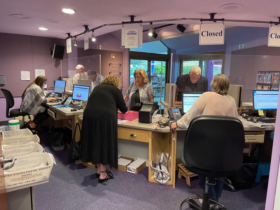 Patrons gather to purchase tickets in the box office of the Van Wezel Performing Arts Hall, which is trying to combat third-party online ticket sellers that charge more and don’t always guarantee legitimate seats to performances.