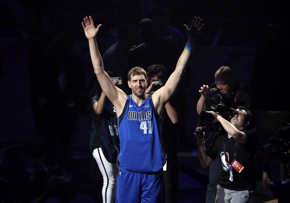 Dirk Nowitzki announced his retirement from the Dallas Mavericks after Tuesday's home finale. (AP)