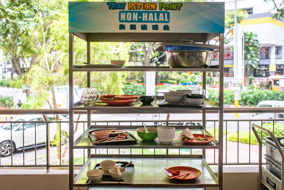 A tray return rack at the Beach Road Food Centre. (Yahoo News Singapore file photo)