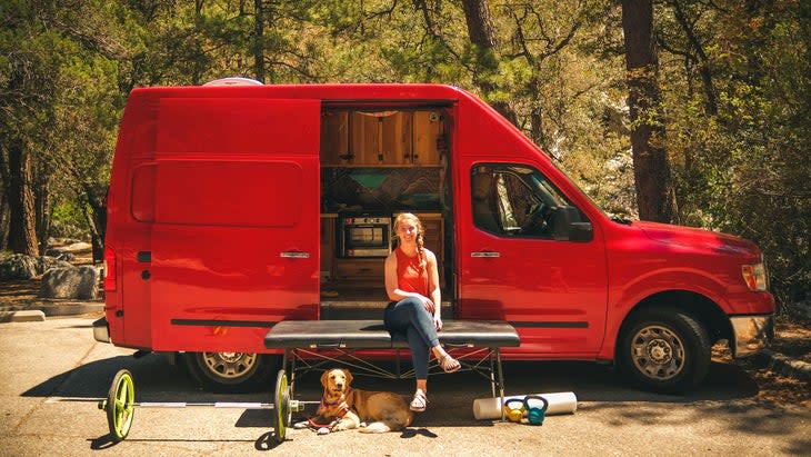 Physical therapist Morgan Brosnihan treats patients from her Blaze Physio van on the Pacific Crest Trail