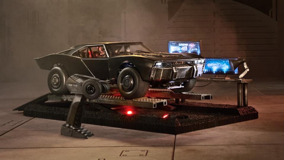 Hot Wheels replica The Batman Batmobile on its base with display and remote control