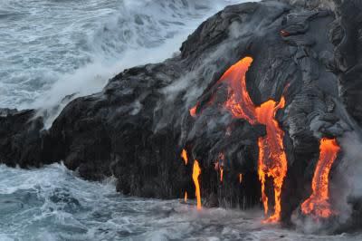 Prior to the beginning of Kilauea's recent eruption activity, lava regularly entered the ocean and built new land.