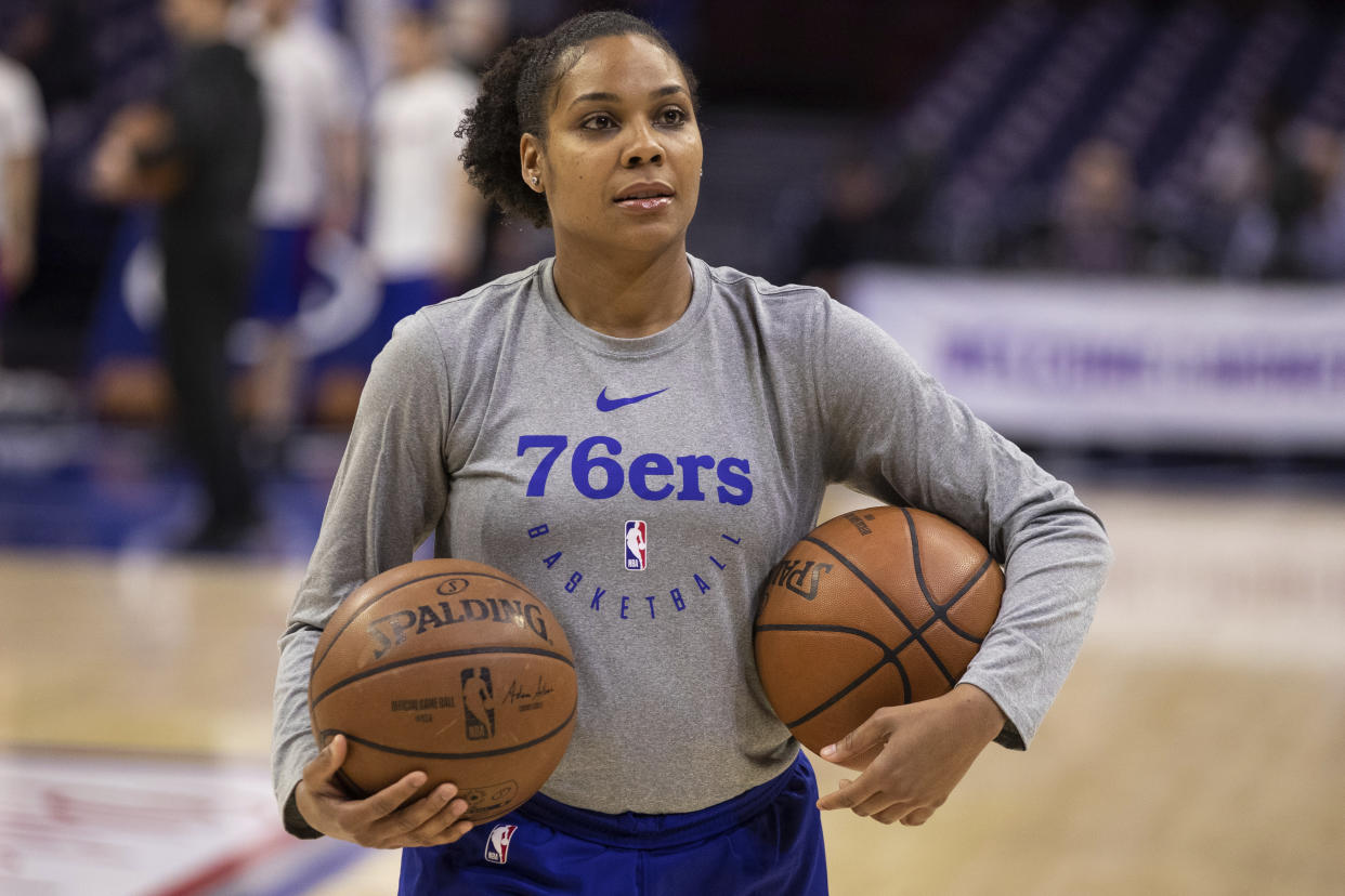 Philadelphia 76ers player development coach Lindsey Harding is going to the Kings. 