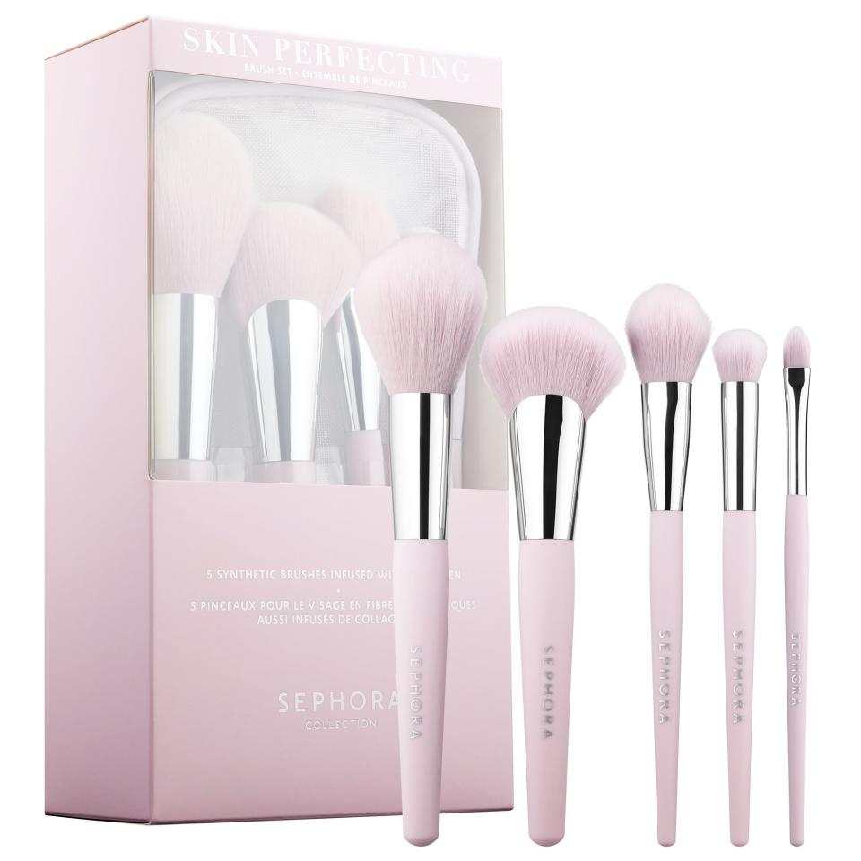 <p><strong>SEPHORA COLLECTION</strong></p><p>Sephora</p><p><strong>$55.00</strong></p><p><a href="https://go.redirectingat.com?id=74968X1596630&url=https%3A%2F%2Fwww.sephora.com%2Fproduct%2Fskin-perfecting-brush-set-P439677&sref=https%3A%2F%2Fwww.seventeen.com%2Flove%2Fg25616382%2Fgalentines-day-gift-ideas%2F" rel="nofollow noopener" target="_blank" data-ylk="slk:Shop Now;elm:context_link;itc:0;sec:content-canvas" class="link ">Shop Now</a></p><p>No one in history has ever met a pink makeup brush set they didn't like, FYI. </p>