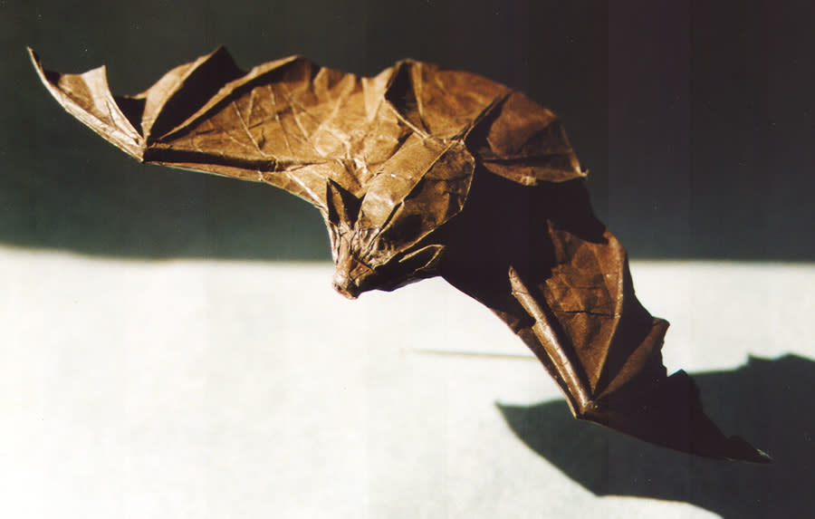 This undated photo courtesy of Origamido in Haverhill, Mass., shows the Big Brown Bat designed by Michael G. LaFosse. He folded the bat from a 12-inch square piece of paper. (AP Photo/Origamido)