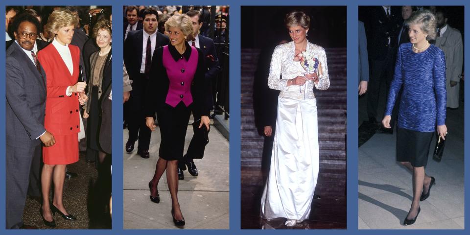 <p>In February 1989, Princess Diana made her first official trip overseas without Prince Charles. During her three-day trip to New York City, the then-27 year old Princess attended cocktail parties and black-tie events, spoke with New Yorkers in need, and <a href="https://www.townandcountrymag.com/style/fashion-trends/g22617779/princess-diana-fashion/" rel="nofollow noopener" target="_blank" data-ylk="slk:wore some iconic outfits;elm:context_link;itc:0;sec:content-canvas" class="link ">wore some iconic outfits</a>. <em>The Crown</em> recreates the visit for the show's fourth season, but here take a look back at her real-life trip in photos. </p>