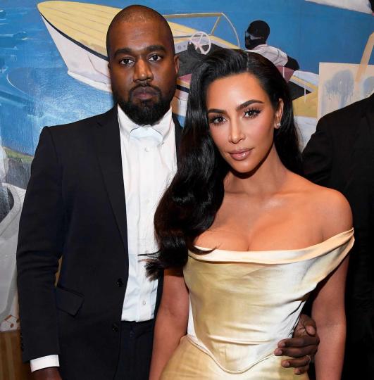 Kanye West and Kim Kardashian West attend Sean Combs 50th Birthday Bash presented by Ciroc Vodka on December 14, 2019 in Los Angeles, California.