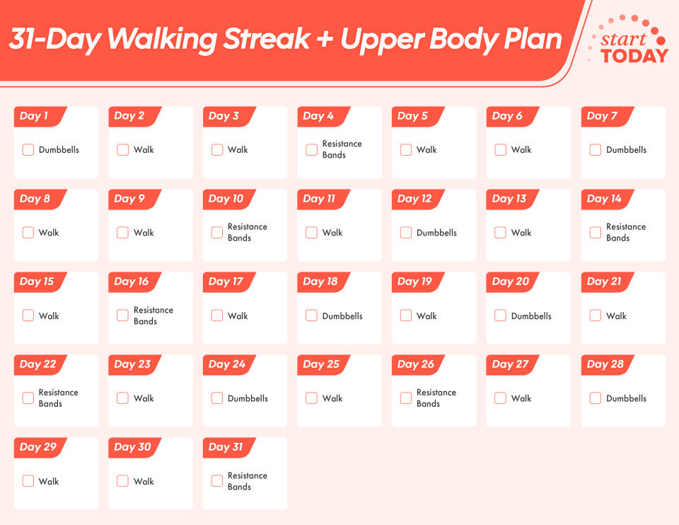 31 Day Walking Streak And Upper Body Plan (TODAY Illustration)