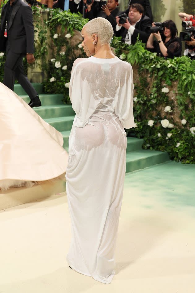 The back of Doja Cat's wet T-shirt gown. 