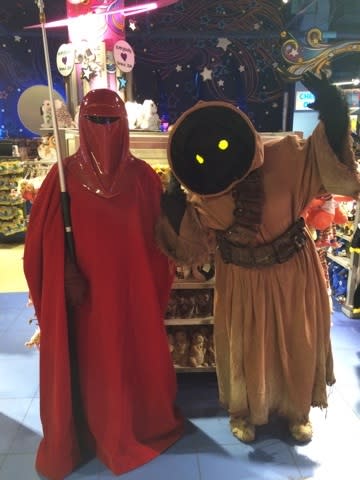 Characters appeared at the Toys R Us Star Wars Toy reveal on Sept. 4.
