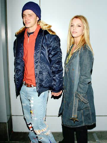 <p>Diane L. Cohen/Getty</p> Justin Timberlake and Britney Spears in New York City in February 2002