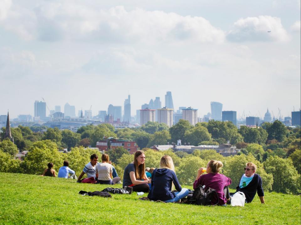 Groups of up to six people from multiple households, or larger groups from only two households, will be able to meet outdoors or in private gardens from 29 March under the government’s roadmap out of lockdown (Getty Images)