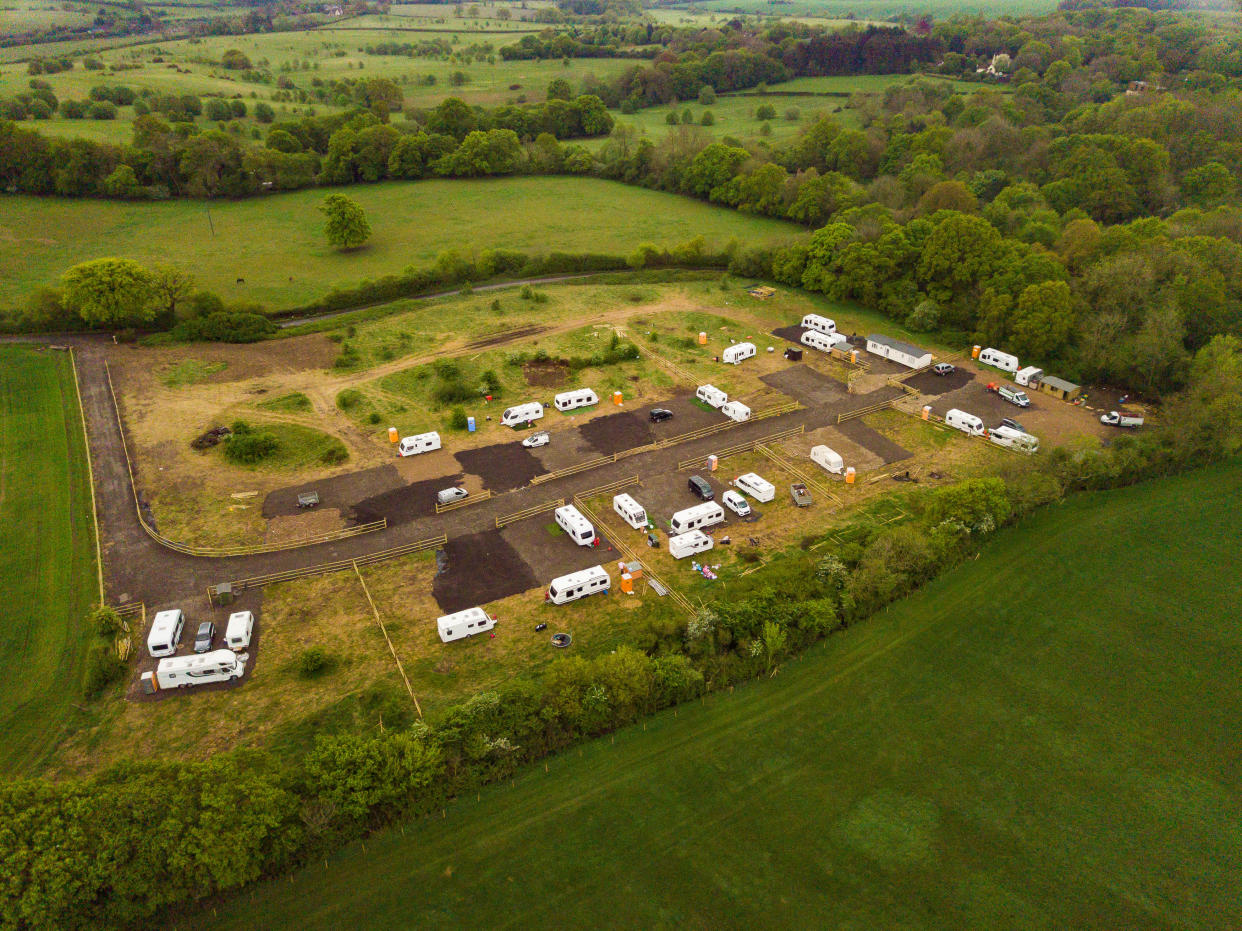 An aerial view of the camp of travellers in the village of Little Hadham. (SWNS)