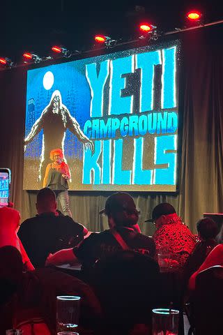 <p>Universal Orlando Resort/Jen Juneau</p> Lora Sauls discusses <em>YETI: Campground Kills</em> during Halloween Horror Nights 2023 at Universal Studios Florida