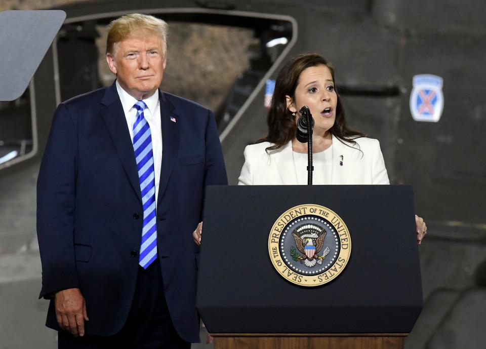 President Donald Trump and Rep. Elise Stefanik at Fort Drum, N.Y., on Aug. 13, 2018.