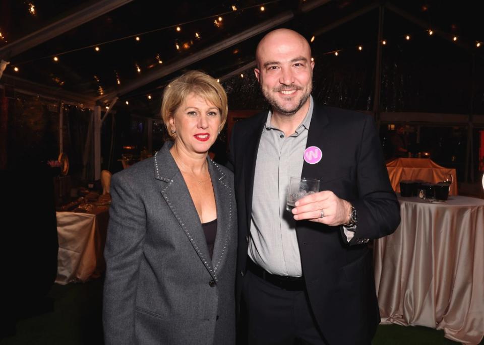 Sharon Waxman and Oganes Akopyan at The Wrap's Power Women Summit, Maybourne Hotel, Beverly Hills, California on Dec 5, 2023.