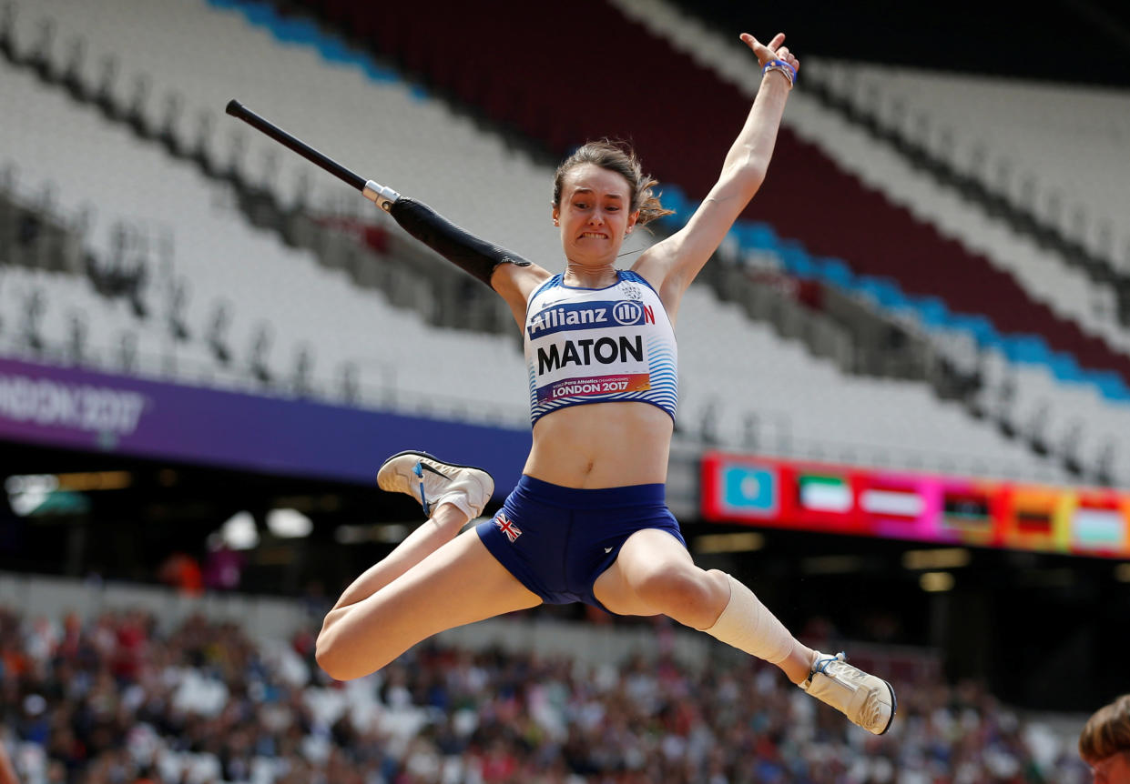 Athletics – IAAF World ParaAthletics Championships – London, Britain – July 23, 2017 Great Britain’s Polly Maton in action during the Women’s Long Jump T47 Final REUTERS/Peter Cziborra TPX IMAGES OF THE DAY