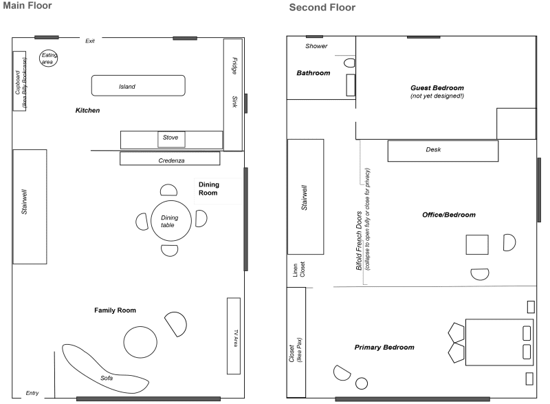 main floor and second floor plans of a remodeled Toronto house