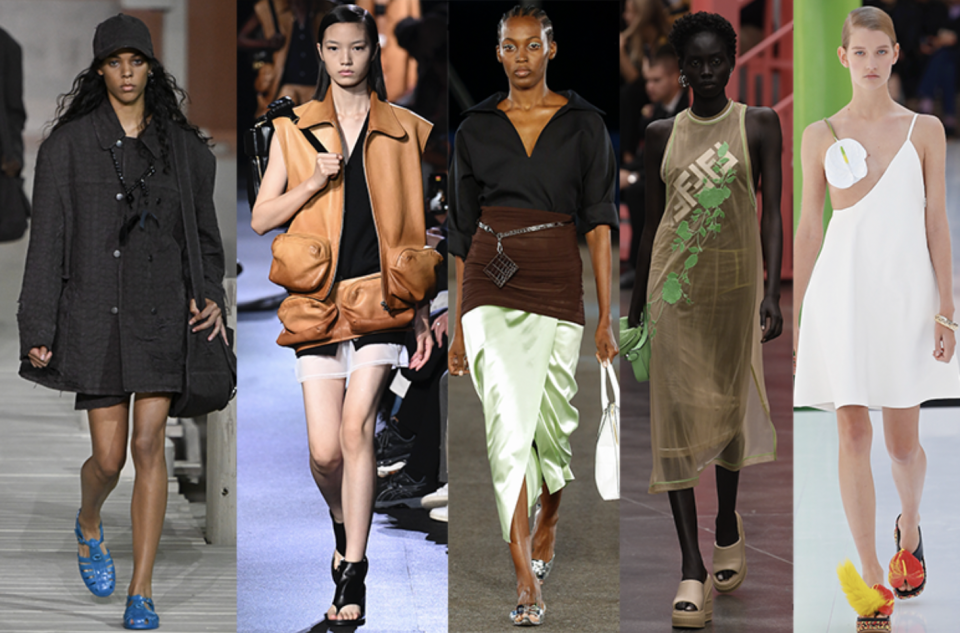 Left to right: Coach Spring/Summer 2023 (Victor VIRGILE // Getty images), Miu Miu – Runway – Spring/Summer 2023 Paris Fashion Week (Victor VIRGILE // Getty images), Tory Burch – Runway – Spring/Summer 2023 New York Fashion Week(Victor VIRGILE // Getty images), Runway at Fendi RTW Spring/Summer 2023 photographed on September 21, 2022 in Milan, Italy. (Photo by Giovanni Giannoni/WWD/Penske Media via Getty Images), Loewe : Runway – Paris Fashion Week – Womenswear Spring/Summer 2023 (Estrop//Getty Images) - Credit: Getty images